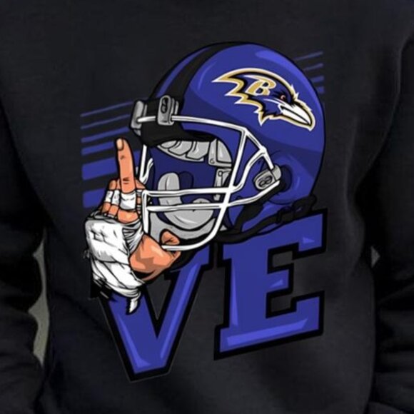Love Sign Baltimore Ravens Sweatshirt Retro NFL Crewneck Vintage Football Fan 05 - Picture 2 of 5